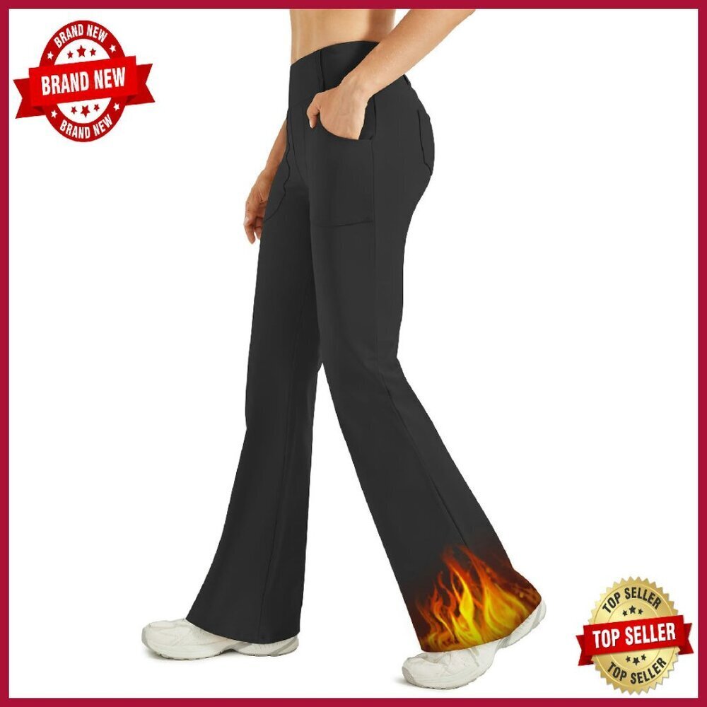 Fleece Lined Leggings Yoga Pants 4 Pockets Stretchy Work Pants
